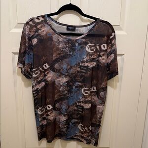 Brown and Blue Graphic Woman’s Shirt